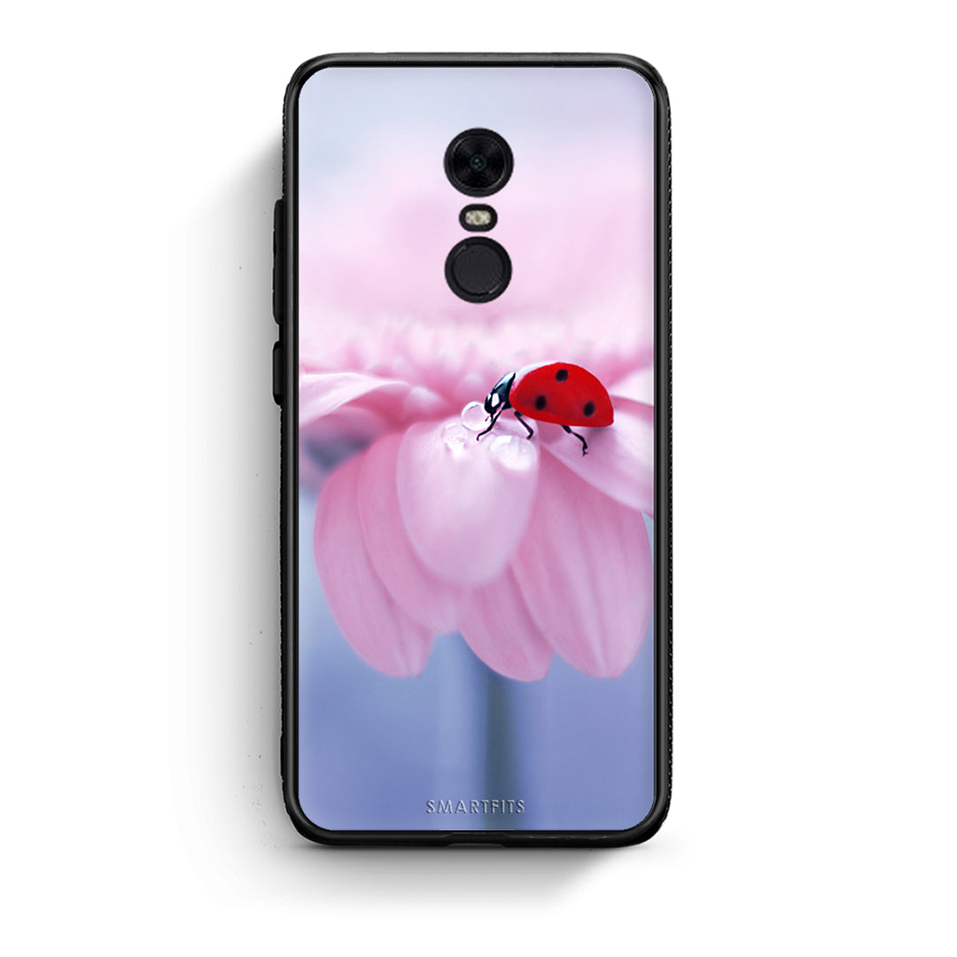 Xiaomi Redmi 5 Plus Ladybug Flower θήκη από τη Smartfits με σχέδιο στο πίσω μέρος και μαύρο περίβλημα | Smartphone case with colorful back and black bezels by Smartfits