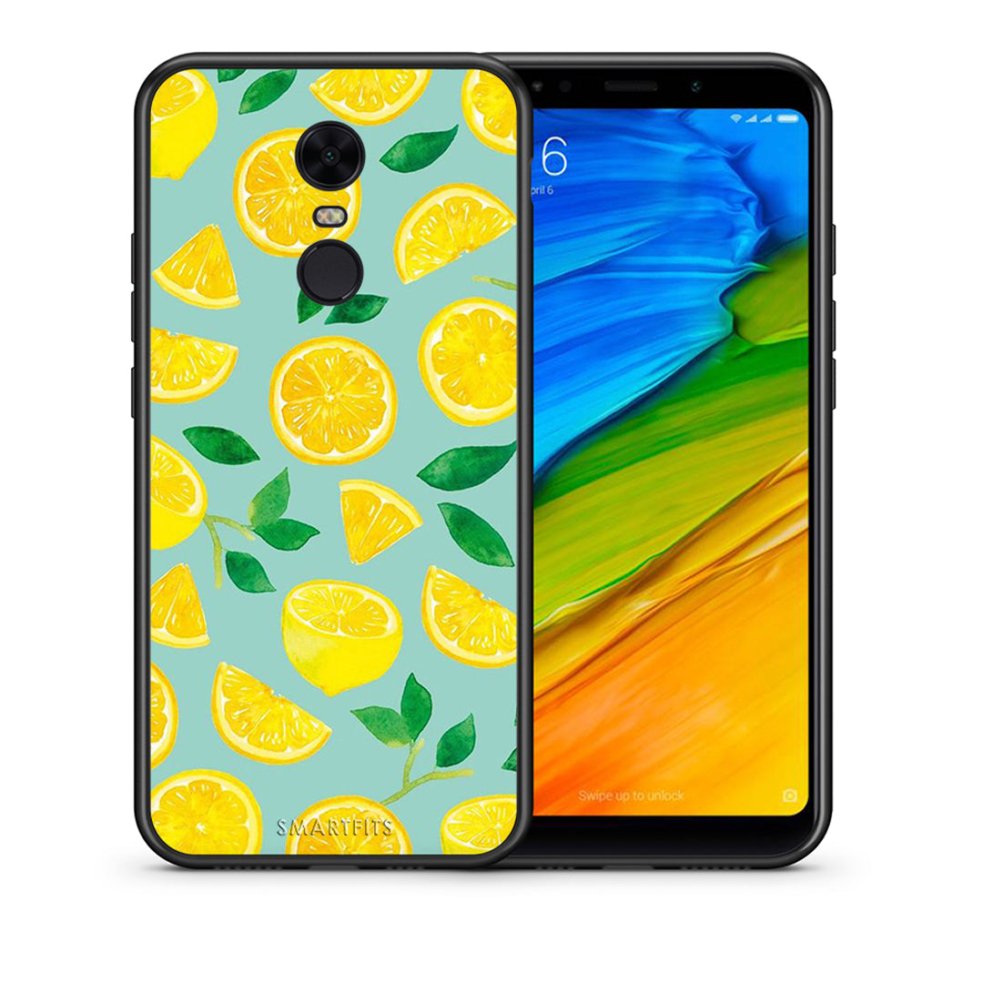 Θήκη Xiaomi Redmi 5 Plus Lemons από τη Smartfits με σχέδιο στο πίσω μέρος και μαύρο περίβλημα | Xiaomi Redmi 5 Plus Lemons case with colorful back and black bezels