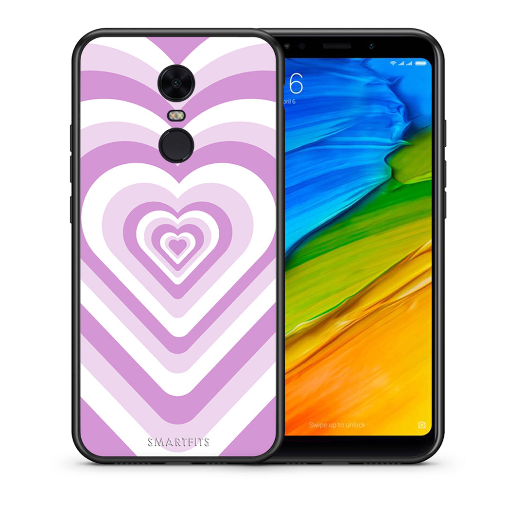 Θήκη Xiaomi Redmi 5 Plus Lilac Hearts από τη Smartfits με σχέδιο στο πίσω μέρος και μαύρο περίβλημα | Xiaomi Redmi 5 Plus Lilac Hearts case with colorful back and black bezels