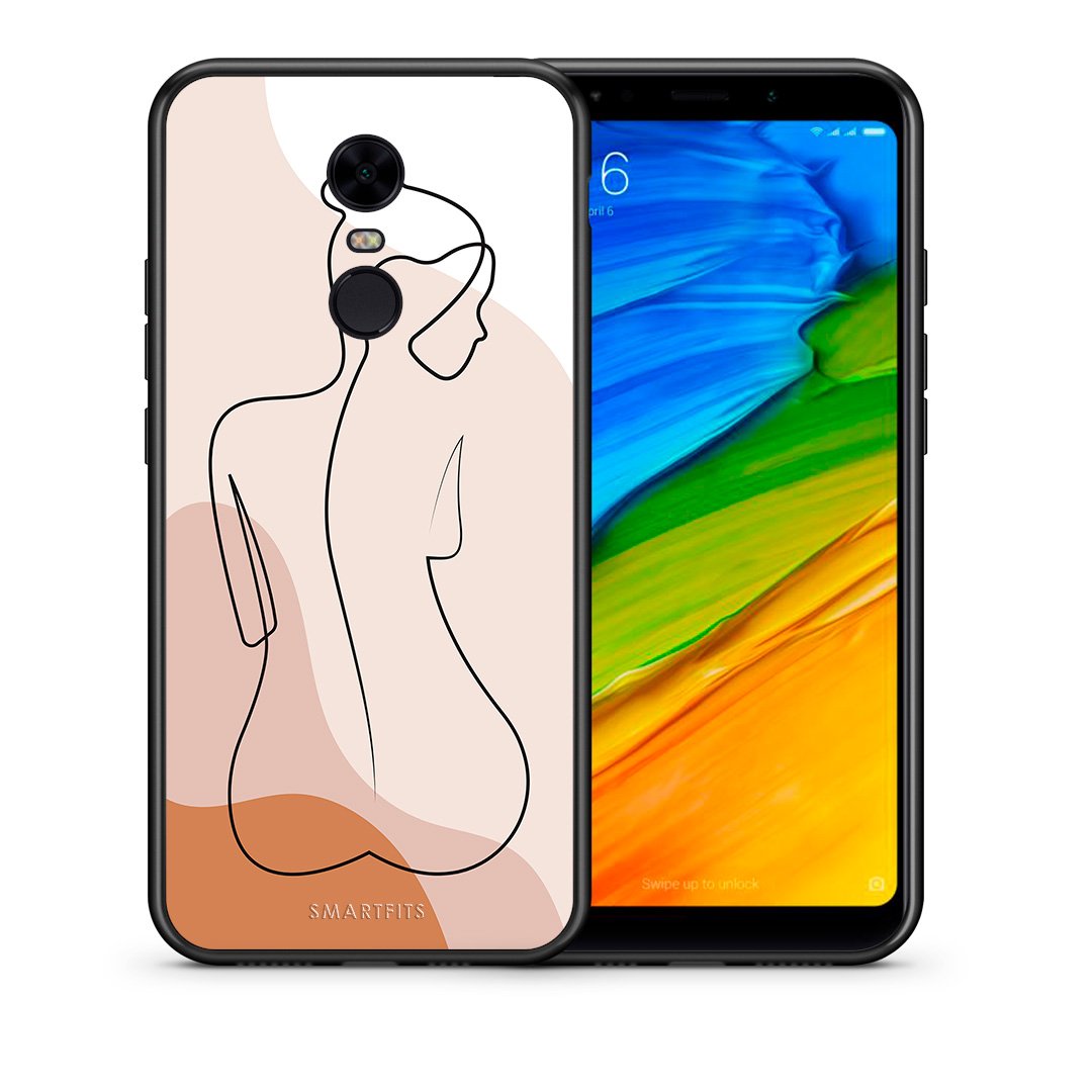 Θήκη Xiaomi Redmi 5 Plus LineArt Woman από τη Smartfits με σχέδιο στο πίσω μέρος και μαύρο περίβλημα | Xiaomi Redmi 5 Plus LineArt Woman case with colorful back and black bezels