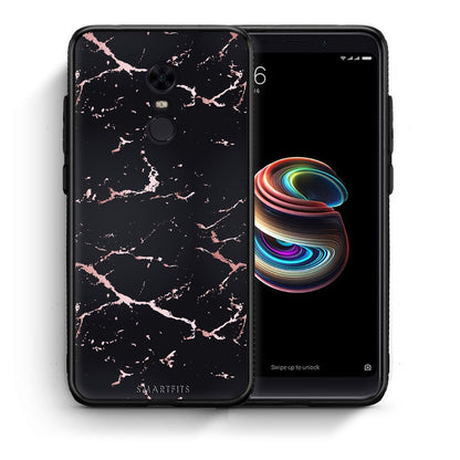 Θήκη Xiaomi Redmi 5 Plus Black Rosegold Marble από τη Smartfits με σχέδιο στο πίσω μέρος και μαύρο περίβλημα | Xiaomi Redmi 5 Plus Black Rosegold Marble case with colorful back and black bezels