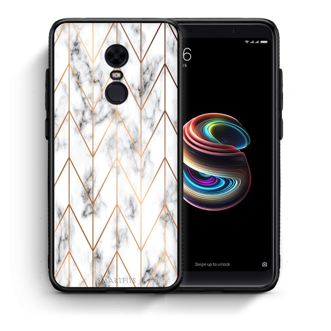 Θήκη Xiaomi Redmi 5 Plus Gold Geometric Marble από τη Smartfits με σχέδιο στο πίσω μέρος και μαύρο περίβλημα | Xiaomi Redmi 5 Plus Gold Geometric Marble case with colorful back and black bezels