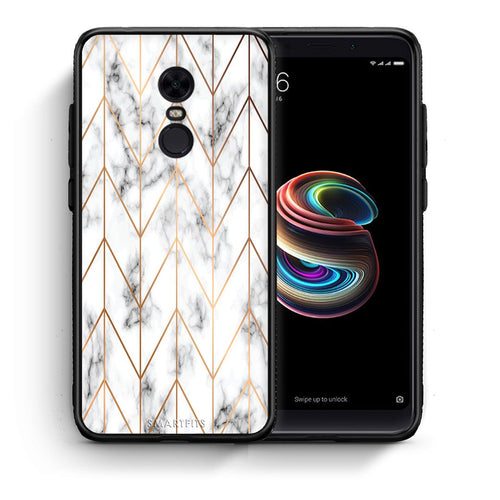 Θήκη Xiaomi Redmi 5 Plus Gold Geometric Marble από τη Smartfits με σχέδιο στο πίσω μέρος και μαύρο περίβλημα | Xiaomi Redmi 5 Plus Gold Geometric Marble case with colorful back and black bezels