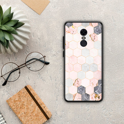 Marble Hexagon Pink - Xiaomi Redmi 5 Plus θήκη