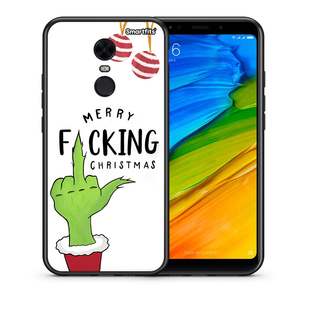 Θήκη Xiaomi Redmi 5 Plus Merry F Xmas από τη Smartfits με σχέδιο στο πίσω μέρος και μαύρο περίβλημα | Xiaomi Redmi 5 Plus Merry F Xmas case with colorful back and black bezels