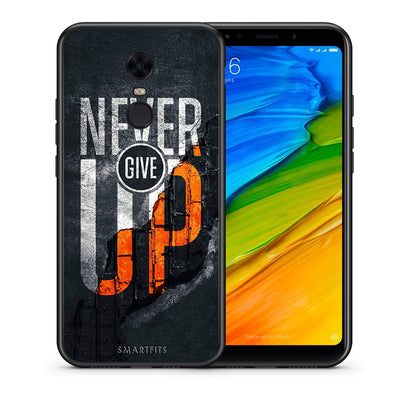 Θήκη Αγίου Βαλεντίνου Xiaomi Redmi 5 Plus Never Give Up από τη Smartfits με σχέδιο στο πίσω μέρος και μαύρο περίβλημα | Xiaomi Redmi 5 Plus Never Give Up case with colorful back and black bezels