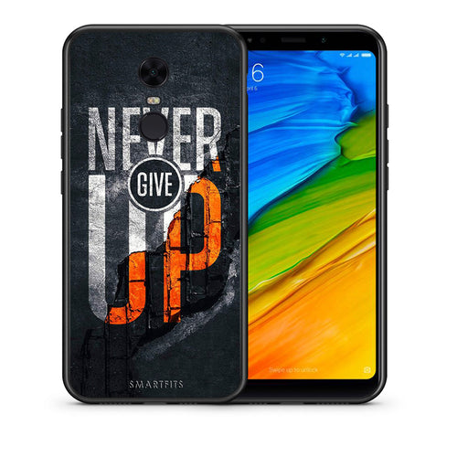 Θήκη Αγίου Βαλεντίνου Xiaomi Redmi 5 Plus Never Give Up από τη Smartfits με σχέδιο στο πίσω μέρος και μαύρο περίβλημα | Xiaomi Redmi 5 Plus Never Give Up case with colorful back and black bezels