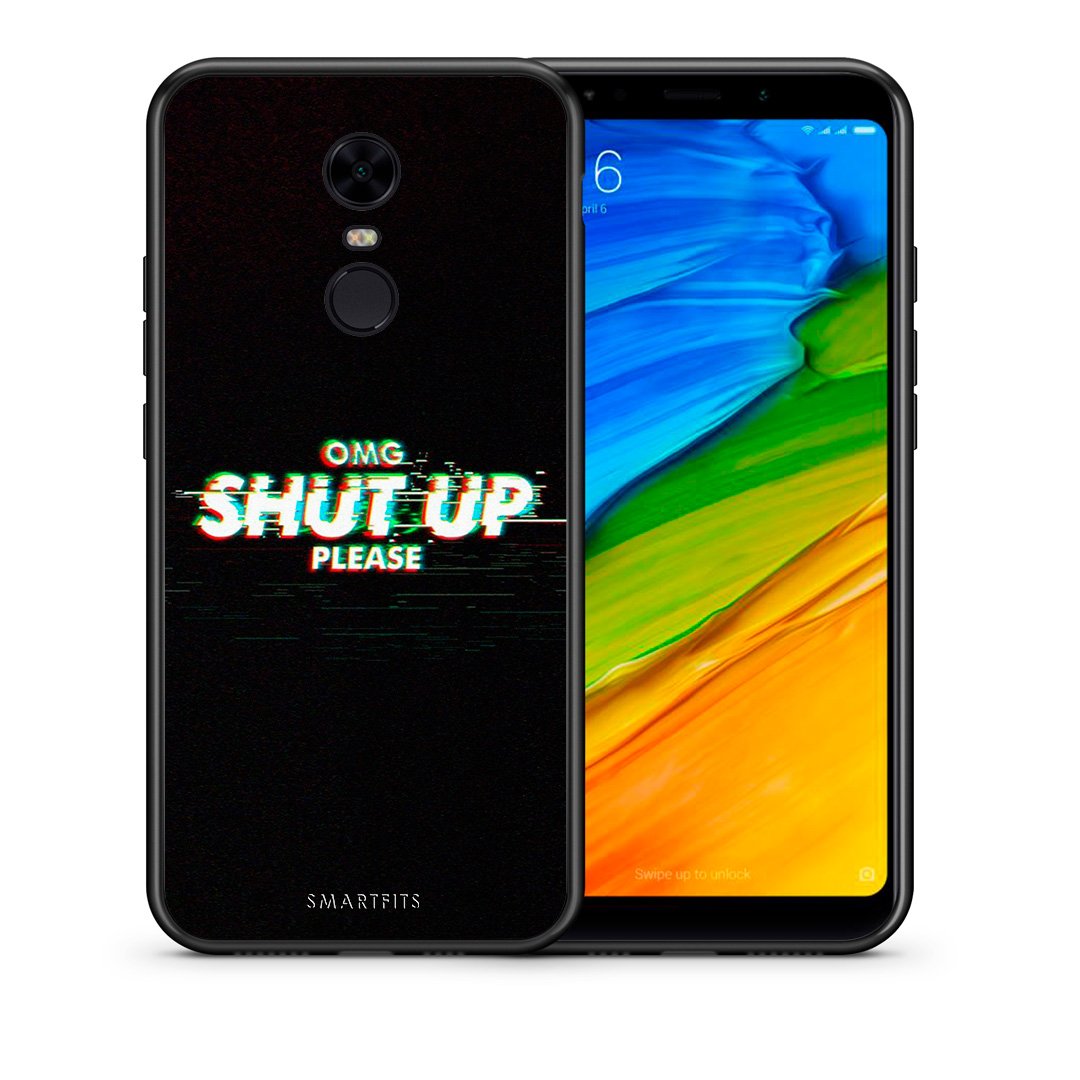 Θήκη Xiaomi Redmi 5 Plus OMG ShutUp από τη Smartfits με σχέδιο στο πίσω μέρος και μαύρο περίβλημα | Xiaomi Redmi 5 Plus OMG ShutUp case with colorful back and black bezels