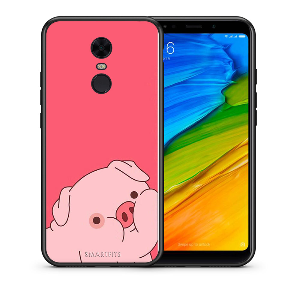Θήκη Αγίου Βαλεντίνου Xiaomi Redmi 5 Plus Pig Love 1 από τη Smartfits με σχέδιο στο πίσω μέρος και μαύρο περίβλημα | Xiaomi Redmi 5 Plus Pig Love 1 case with colorful back and black bezels