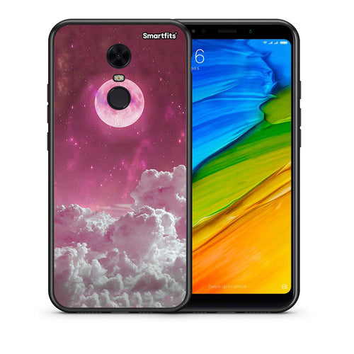 Θήκη Xiaomi Redmi 5 Plus Pink Moon από τη Smartfits με σχέδιο στο πίσω μέρος και μαύρο περίβλημα | Xiaomi Redmi 5 Plus Pink Moon case with colorful back and black bezels