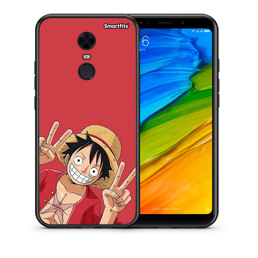 Θήκη Xiaomi Redmi 5 Plus Pirate Luffy από τη Smartfits με σχέδιο στο πίσω μέρος και μαύρο περίβλημα | Xiaomi Redmi 5 Plus Pirate Luffy case with colorful back and black bezels