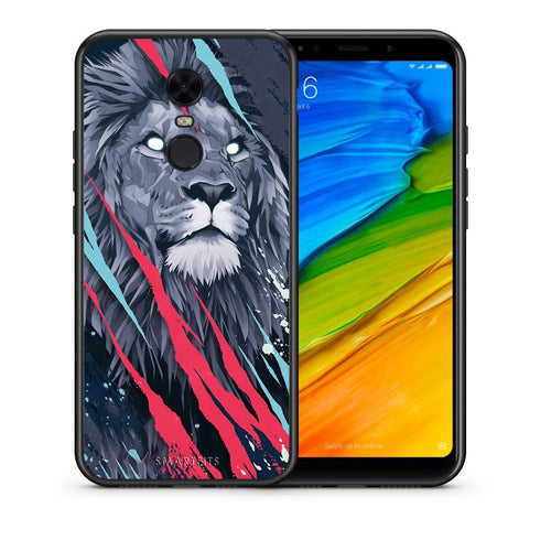 Θήκη Xiaomi Redmi 5 Plus Lion Designer PopArt από τη Smartfits με σχέδιο στο πίσω μέρος και μαύρο περίβλημα | Xiaomi Redmi 5 Plus Lion Designer PopArt case with colorful back and black bezels