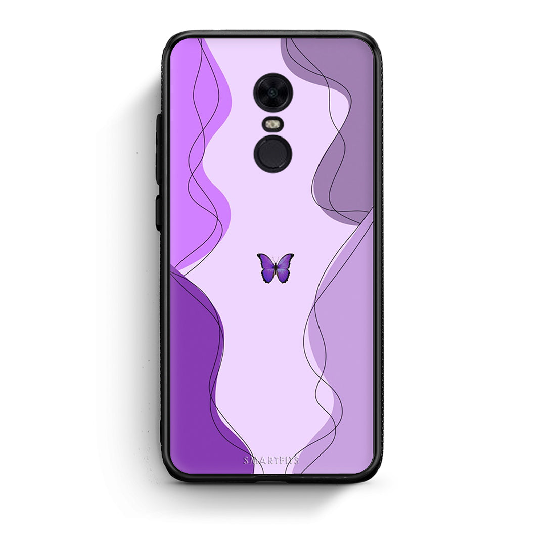 Xiaomi Redmi 5 Plus Purple Mariposa Θήκη Αγίου Βαλεντίνου από τη Smartfits με σχέδιο στο πίσω μέρος και μαύρο περίβλημα | Smartphone case with colorful back and black bezels by Smartfits