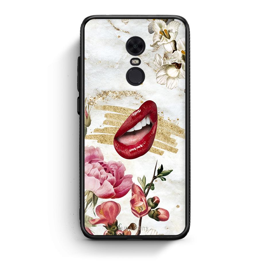Xiaomi Redmi 5 Plus Red Lips θήκη από τη Smartfits με σχέδιο στο πίσω μέρος και μαύρο περίβλημα | Smartphone case with colorful back and black bezels by Smartfits