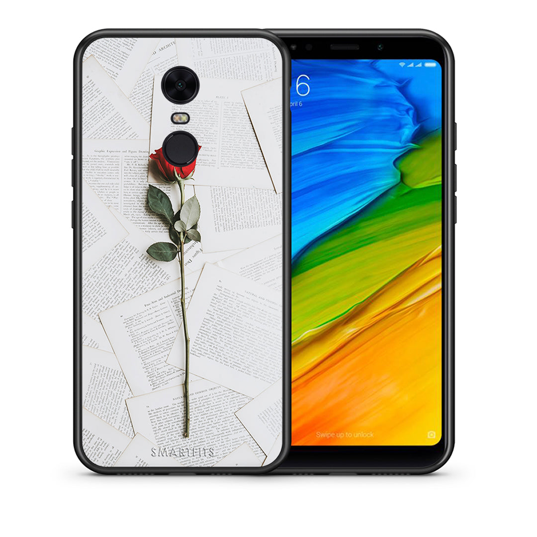 Θήκη Xiaomi Redmi 5 Plus Red Rose από τη Smartfits με σχέδιο στο πίσω μέρος και μαύρο περίβλημα | Xiaomi Redmi 5 Plus Red Rose case with colorful back and black bezels