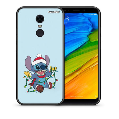 Θήκη Xiaomi Redmi 5 Plus Santa Stich από τη Smartfits με σχέδιο στο πίσω μέρος και μαύρο περίβλημα | Xiaomi Redmi 5 Plus Santa Stich case with colorful back and black bezels