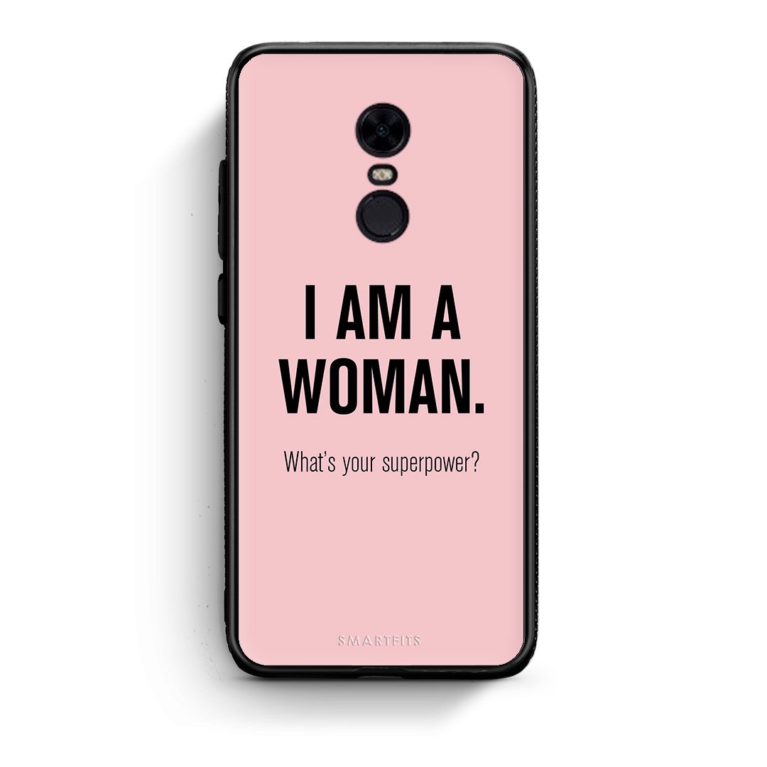 Xiaomi Redmi 5 Plus Superpower Woman θήκη από τη Smartfits με σχέδιο στο πίσω μέρος και μαύρο περίβλημα | Smartphone case with colorful back and black bezels by Smartfits