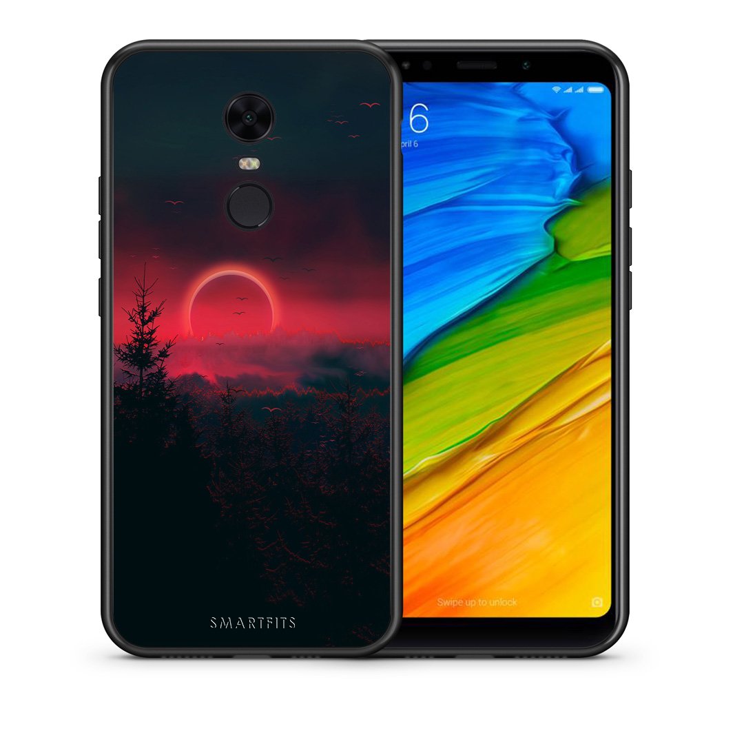 Θήκη Xiaomi Redmi 5 Plus Sunset Tropic από τη Smartfits με σχέδιο στο πίσω μέρος και μαύρο περίβλημα | Xiaomi Redmi 5 Plus Sunset Tropic case with colorful back and black bezels