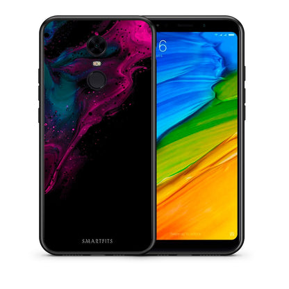 Θήκη Xiaomi Redmi 5 Plus Pink Black Watercolor από τη Smartfits με σχέδιο στο πίσω μέρος και μαύρο περίβλημα | Xiaomi Redmi 5 Plus Pink Black Watercolor case with colorful back and black bezels