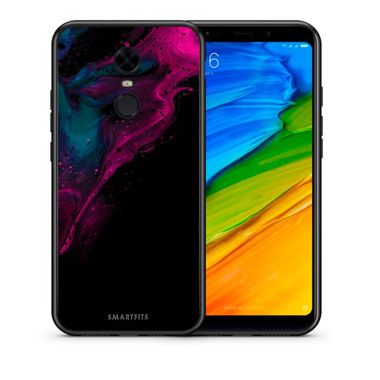Θήκη Xiaomi Redmi 5 Plus Pink Black Watercolor από τη Smartfits με σχέδιο στο πίσω μέρος και μαύρο περίβλημα | Xiaomi Redmi 5 Plus Pink Black Watercolor case with colorful back and black bezels
