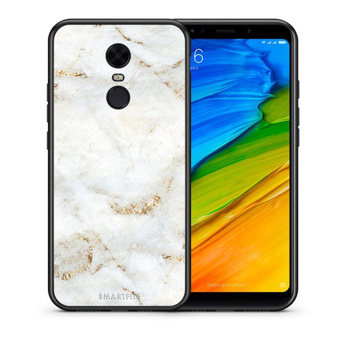 Θήκη Xiaomi Redmi 5 Plus White Gold Marble από τη Smartfits με σχέδιο στο πίσω μέρος και μαύρο περίβλημα | Xiaomi Redmi 5 Plus White Gold Marble case with colorful back and black bezels