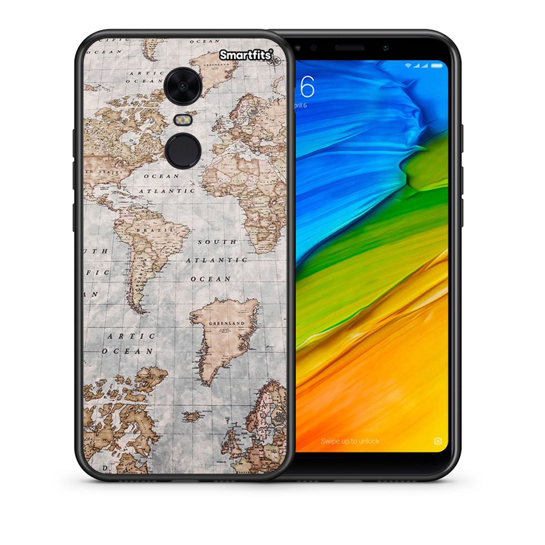 Θήκη Xiaomi Redmi 5 Plus World Map από τη Smartfits με σχέδιο στο πίσω μέρος και μαύρο περίβλημα | Xiaomi Redmi 5 Plus World Map case with colorful back and black bezels