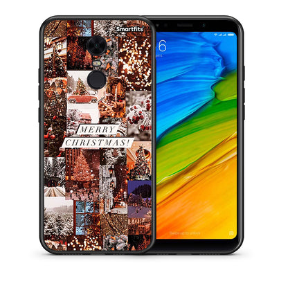 Θήκη Xiaomi Redmi 5 Plus Xmas Collage από τη Smartfits με σχέδιο στο πίσω μέρος και μαύρο περίβλημα | Xiaomi Redmi 5 Plus Xmas Collage case with colorful back and black bezels