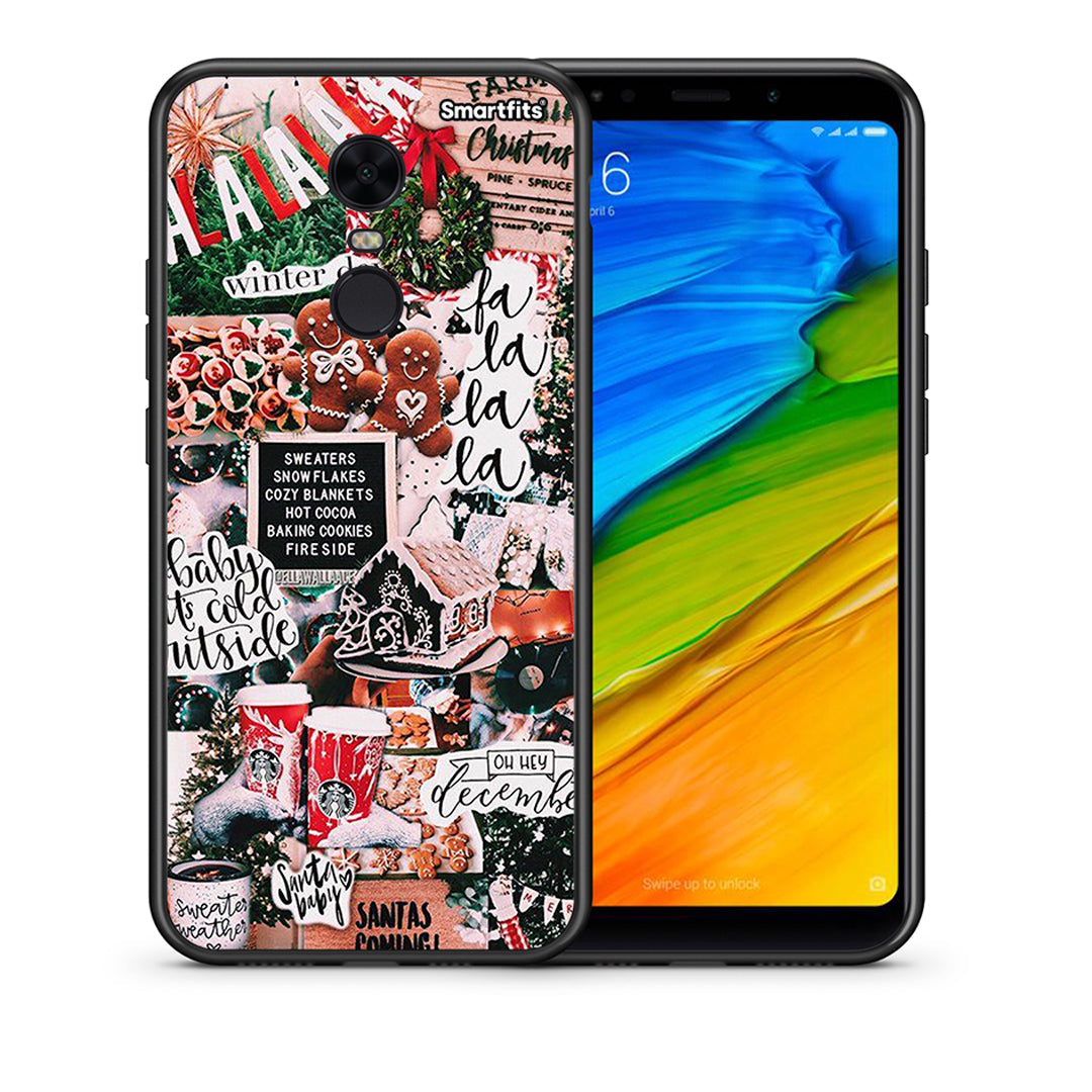 Θήκη Xiaomi Redmi 5 Plus Xmas Habbits από τη Smartfits με σχέδιο στο πίσω μέρος και μαύρο περίβλημα | Xiaomi Redmi 5 Plus Xmas Habbits case with colorful back and black bezels