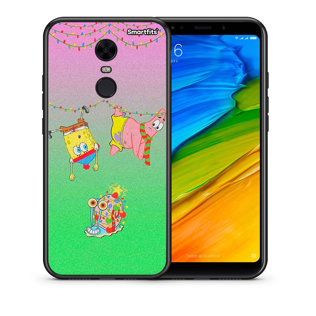 Θήκη Xiaomi Redmi 5 Plus Xmas Lights από τη Smartfits με σχέδιο στο πίσω μέρος και μαύρο περίβλημα | Xiaomi Redmi 5 Plus Xmas Lights case with colorful back and black bezels