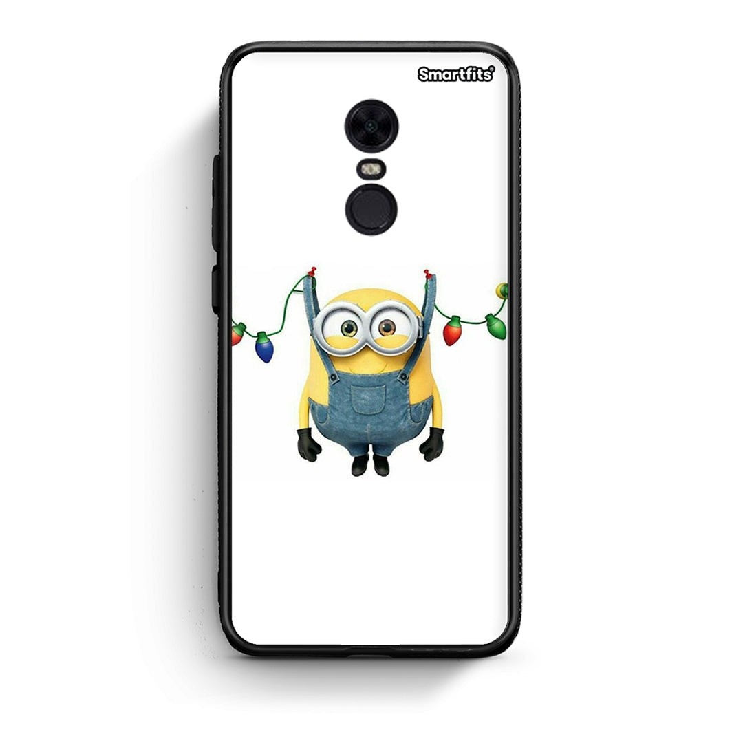 Xiaomi Redmi 5 Plus Xmas Minion Lights θήκη από τη Smartfits με σχέδιο στο πίσω μέρος και μαύρο περίβλημα | Smartphone case with colorful back and black bezels by Smartfits