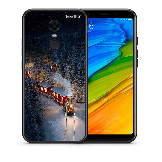 Θήκη Xiaomi Redmi 5 Plus Xmas Train από τη Smartfits με σχέδιο στο πίσω μέρος και μαύρο περίβλημα | Xiaomi Redmi 5 Plus Xmas Train case with colorful back and black bezels