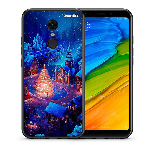Θήκη Xiaomi Redmi 5 Plus Xmas Village από τη Smartfits με σχέδιο στο πίσω μέρος και μαύρο περίβλημα | Xiaomi Redmi 5 Plus Xmas Village case with colorful back and black bezels