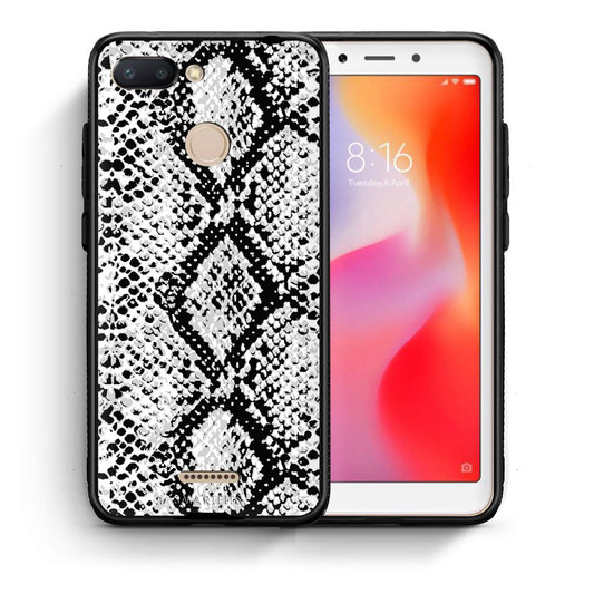 Θήκη Xiaomi Redmi 6 White Snake Animal από τη Smartfits με σχέδιο στο πίσω μέρος και μαύρο περίβλημα | Xiaomi Redmi 6 White Snake Animal case with colorful back and black bezels