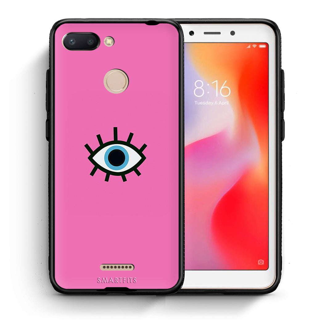 Θήκη Xiaomi Redmi 6 Blue Eye Pink από τη Smartfits με σχέδιο στο πίσω μέρος και μαύρο περίβλημα | Xiaomi Redmi 6 Blue Eye Pink case with colorful back and black bezels