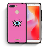 Thumbnail for Θήκη Xiaomi Redmi 6 Blue Eye Pink από τη Smartfits με σχέδιο στο πίσω μέρος και μαύρο περίβλημα | Xiaomi Redmi 6 Blue Eye Pink case with colorful back and black bezels