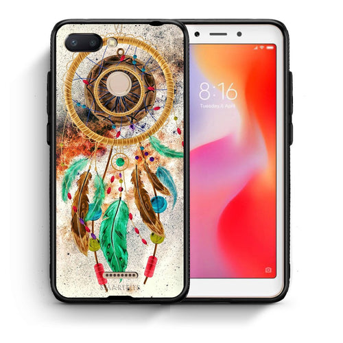Θήκη Xiaomi Redmi 6 DreamCatcher Boho από τη Smartfits με σχέδιο στο πίσω μέρος και μαύρο περίβλημα | Xiaomi Redmi 6 DreamCatcher Boho case with colorful back and black bezels