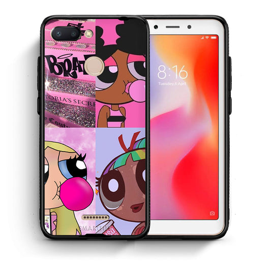 Θήκη Αγίου Βαλεντίνου Xiaomi Redmi 6 Bubble Girls από τη Smartfits με σχέδιο στο πίσω μέρος και μαύρο περίβλημα | Xiaomi Redmi 6 Bubble Girls case with colorful back and black bezels