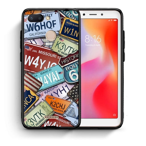Θήκη Xiaomi Redmi 6 Car Plates από τη Smartfits με σχέδιο στο πίσω μέρος και μαύρο περίβλημα | Xiaomi Redmi 6 Car Plates case with colorful back and black bezels