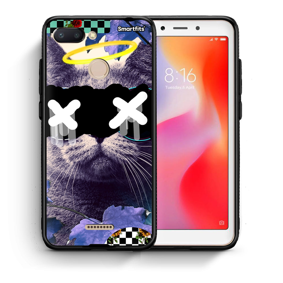 Θήκη Xiaomi Redmi 6 Cat Collage από τη Smartfits με σχέδιο στο πίσω μέρος και μαύρο περίβλημα | Xiaomi Redmi 6 Cat Collage case with colorful back and black bezels