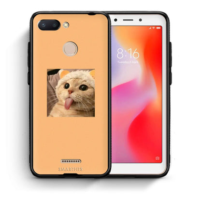 Θήκη Xiaomi Redmi 6 Cat Tongue από τη Smartfits με σχέδιο στο πίσω μέρος και μαύρο περίβλημα | Xiaomi Redmi 6 Cat Tongue case with colorful back and black bezels