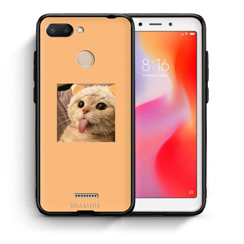 Θήκη Xiaomi Redmi 6 Cat Tongue από τη Smartfits με σχέδιο στο πίσω μέρος και μαύρο περίβλημα | Xiaomi Redmi 6 Cat Tongue case with colorful back and black bezels