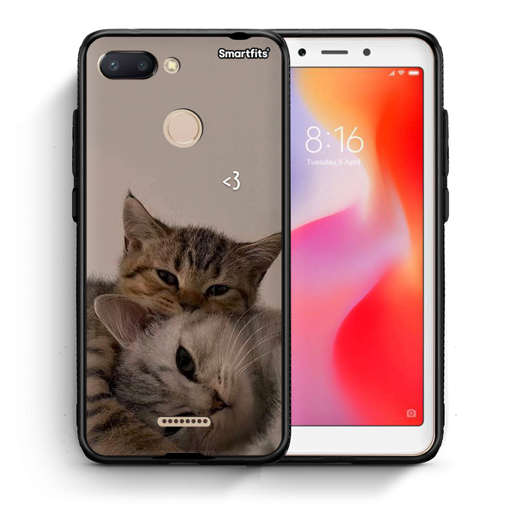Θήκη Xiaomi Redmi 6 Cats In Love από τη Smartfits με σχέδιο στο πίσω μέρος και μαύρο περίβλημα | Xiaomi Redmi 6 Cats In Love case with colorful back and black bezels