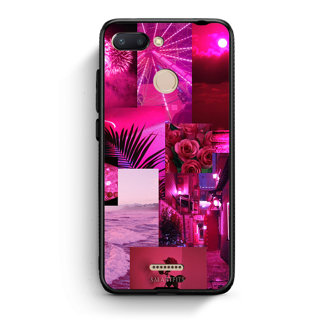 Xiaomi Redmi 6 Collage Red Roses Θήκη Αγίου Βαλεντίνου από τη Smartfits με σχέδιο στο πίσω μέρος και μαύρο περίβλημα | Smartphone case with colorful back and black bezels by Smartfits