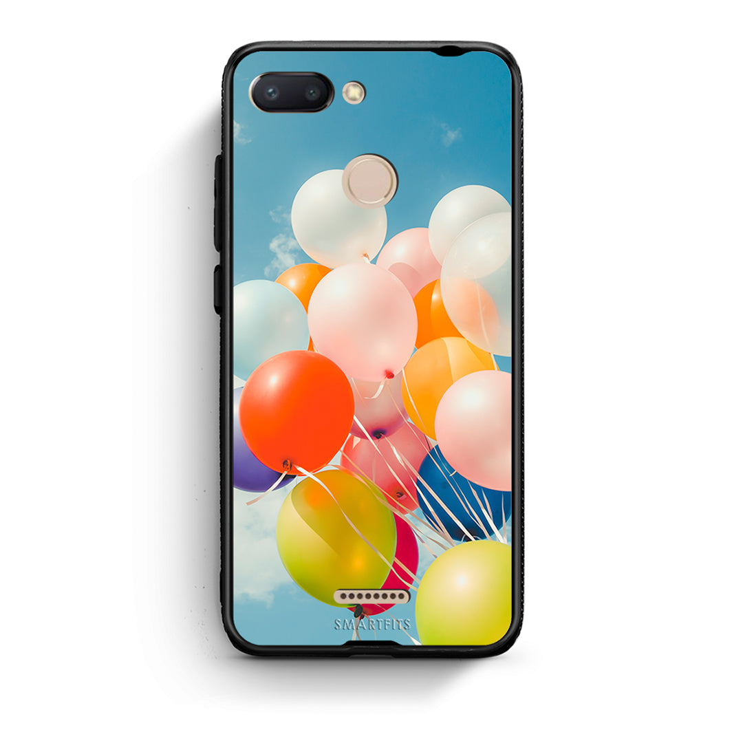 Xiaomi Redmi 6 Colorful Balloons θήκη από τη Smartfits με σχέδιο στο πίσω μέρος και μαύρο περίβλημα | Smartphone case with colorful back and black bezels by Smartfits