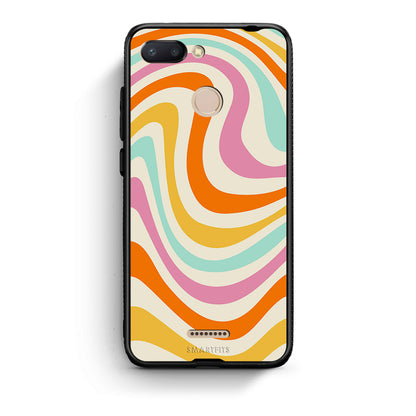 Xiaomi Redmi 6 Colourful Waves θήκη από τη Smartfits με σχέδιο στο πίσω μέρος και μαύρο περίβλημα | Smartphone case with colorful back and black bezels by Smartfits