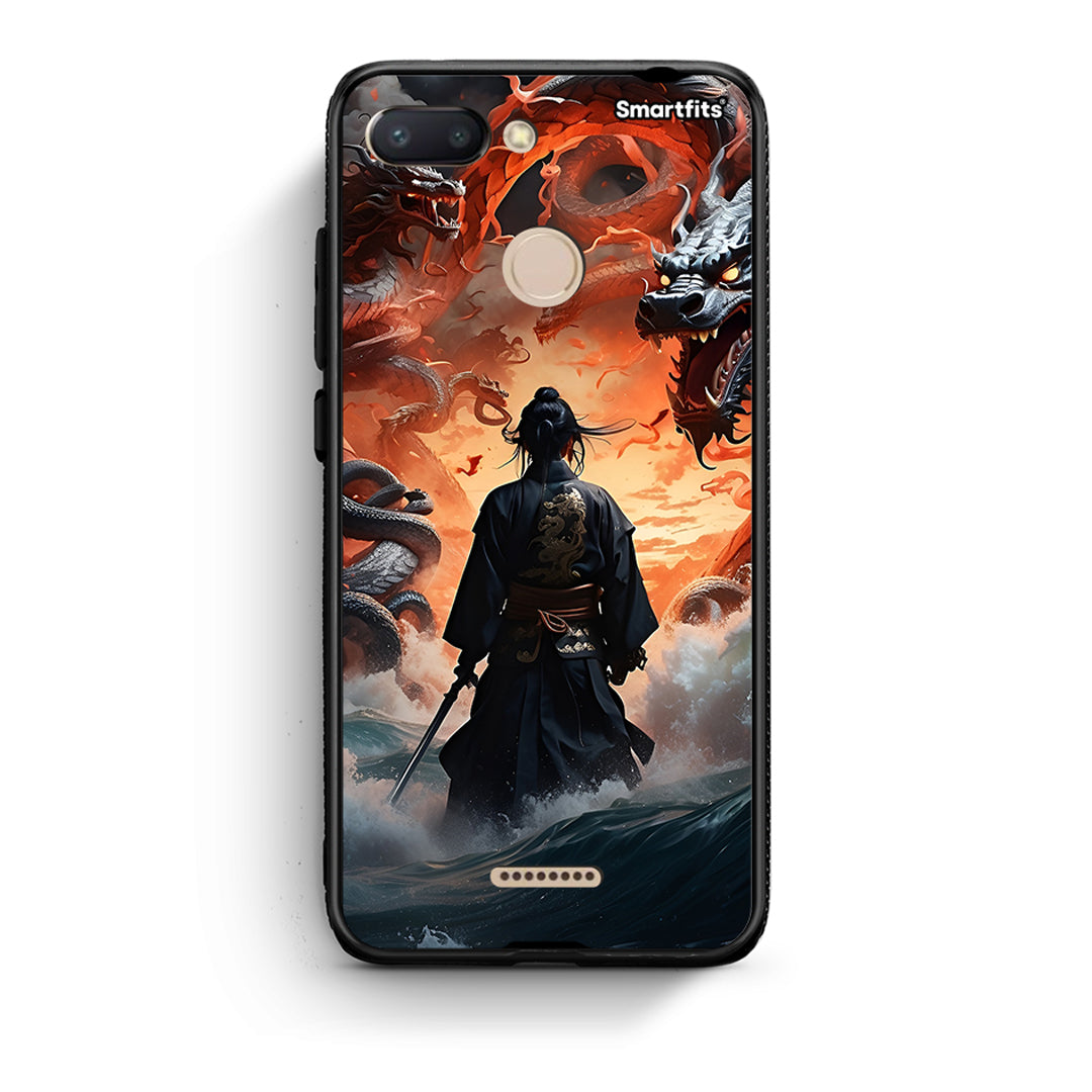 Xiaomi Redmi 6 Dragons Fight θήκη από τη Smartfits με σχέδιο στο πίσω μέρος και μαύρο περίβλημα | Smartphone case with colorful back and black bezels by Smartfits