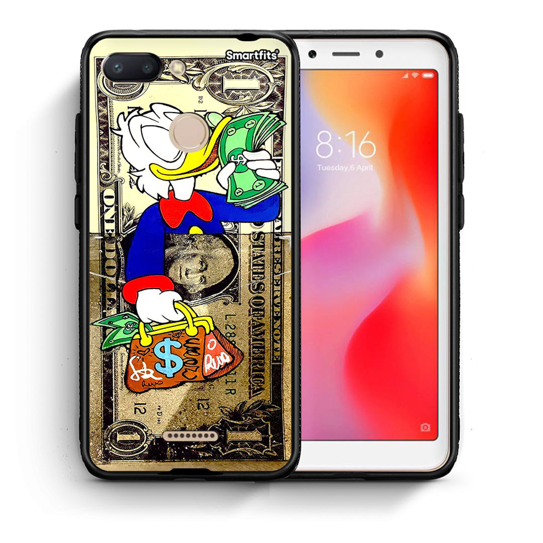 Θήκη Xiaomi Redmi 6 Duck Money από τη Smartfits με σχέδιο στο πίσω μέρος και μαύρο περίβλημα | Xiaomi Redmi 6 Duck Money case with colorful back and black bezels