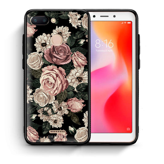 Θήκη Xiaomi Redmi 6 Wild Roses Flower από τη Smartfits με σχέδιο στο πίσω μέρος και μαύρο περίβλημα | Xiaomi Redmi 6 Wild Roses Flower case with colorful back and black bezels