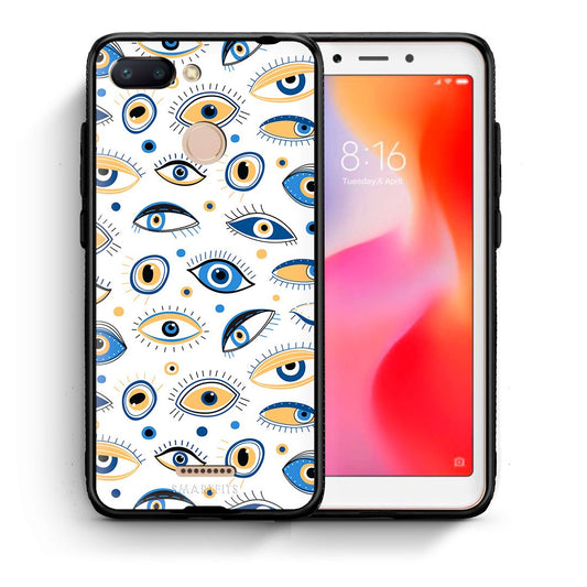 Θήκη Xiaomi Redmi 6 Ftou Ftou από τη Smartfits με σχέδιο στο πίσω μέρος και μαύρο περίβλημα | Xiaomi Redmi 6 Ftou Ftou case with colorful back and black bezels