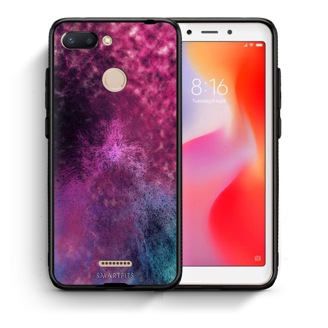 Θήκη Xiaomi Redmi 6 Aurora Galaxy από τη Smartfits με σχέδιο στο πίσω μέρος και μαύρο περίβλημα | Xiaomi Redmi 6 Aurora Galaxy case with colorful back and black bezels